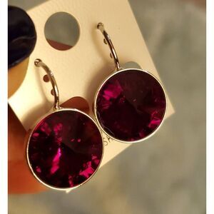 Ruby Red NWT! Swarovski Element Leverback Sparkling Party Work GreatGift Wedding